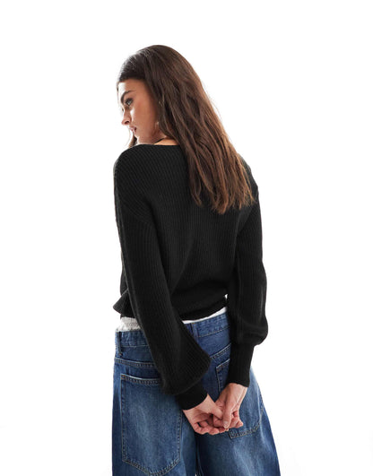 Boat Neck Knitted Jumper