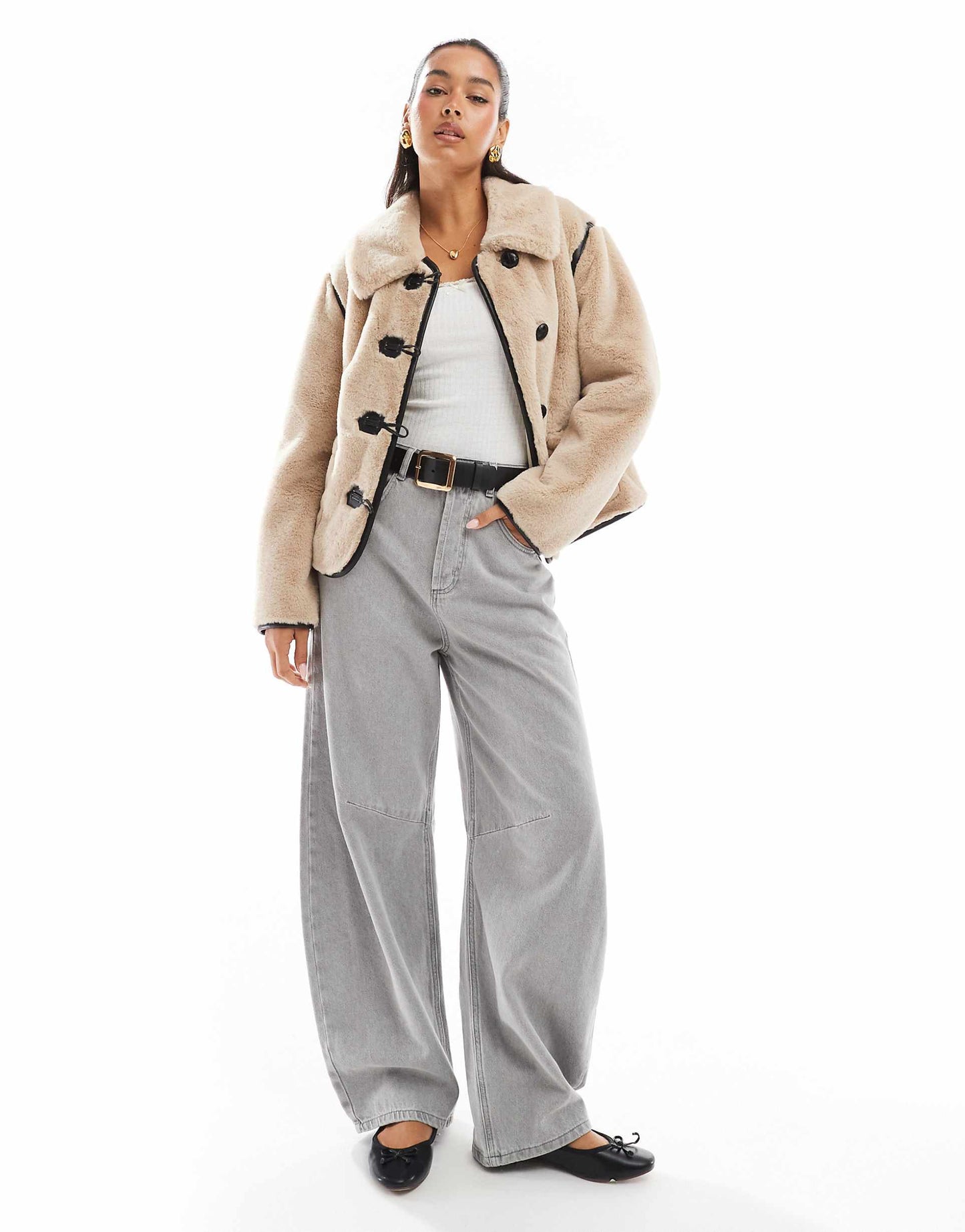 Faux Fur Button Up Jacket