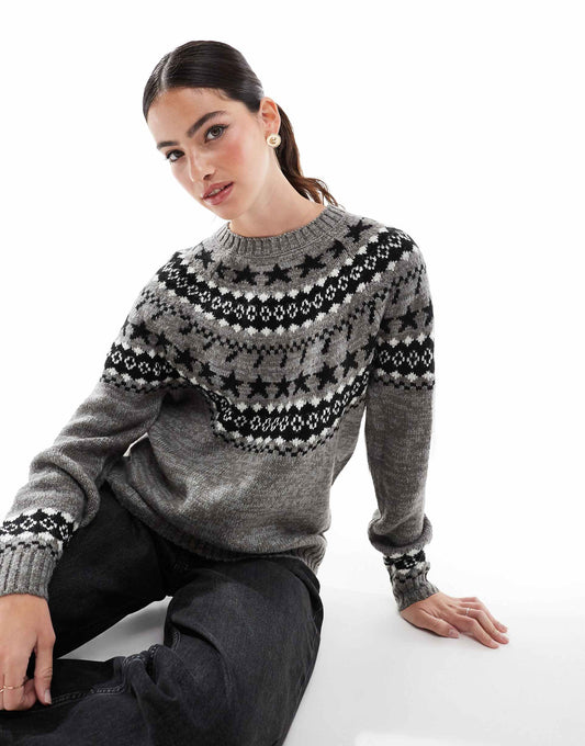 Crew Neck Aztec Print Jumper