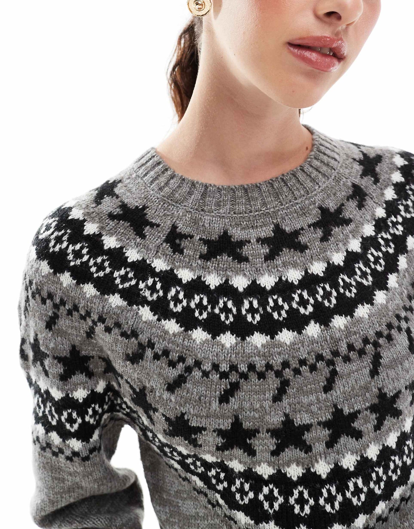 Crew Neck Aztec Print Jumper
