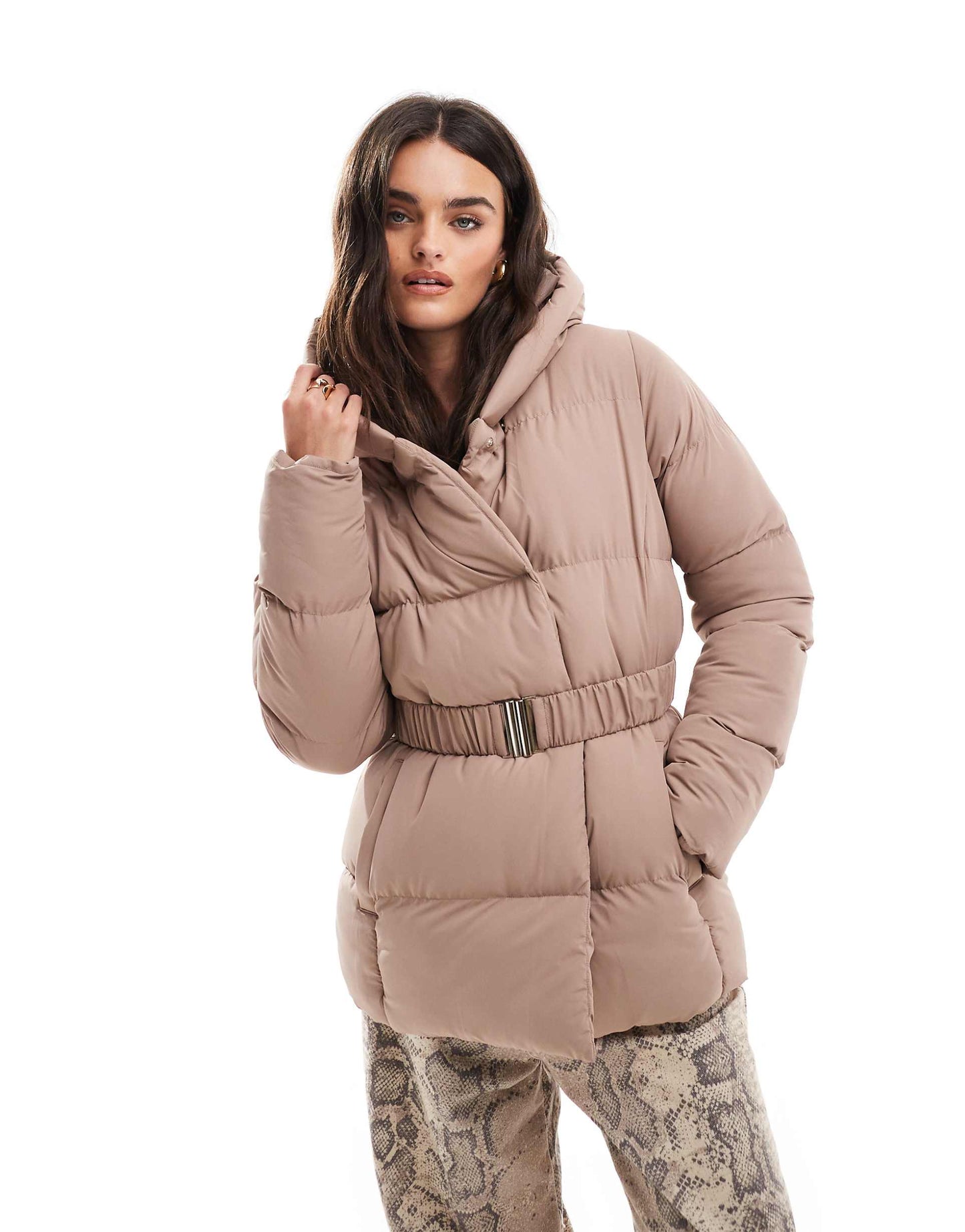 Side Fasten Hooded Puffer