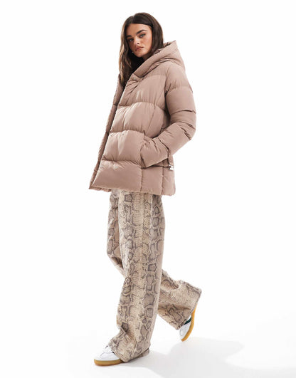 Side Fasten Hooded Puffer