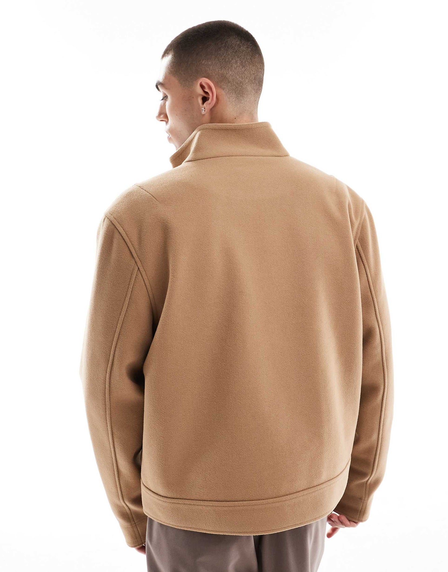 Wool Look Harrington Jacket With Funnel Neck