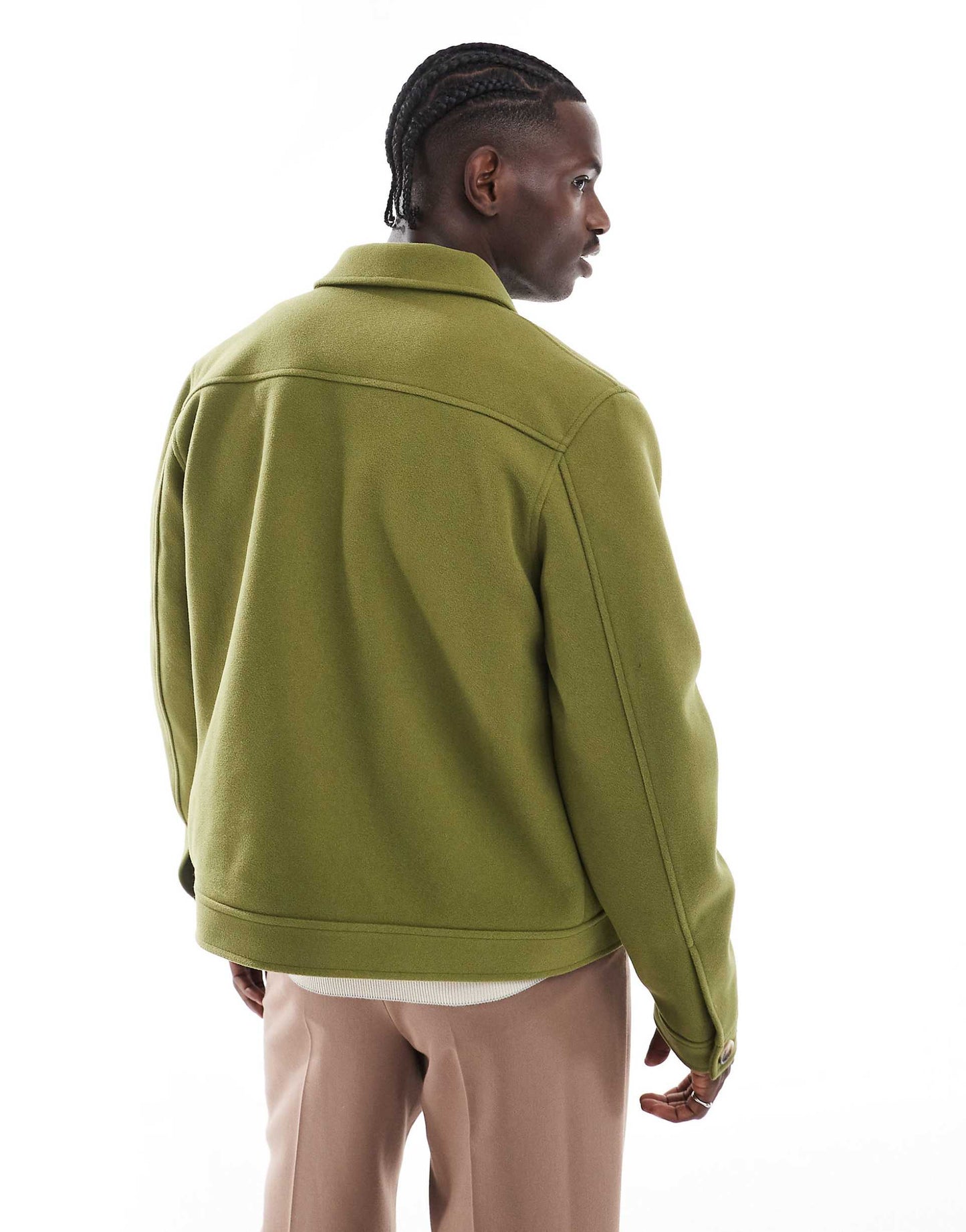 Wool Look Harrington Jacket With Pockets