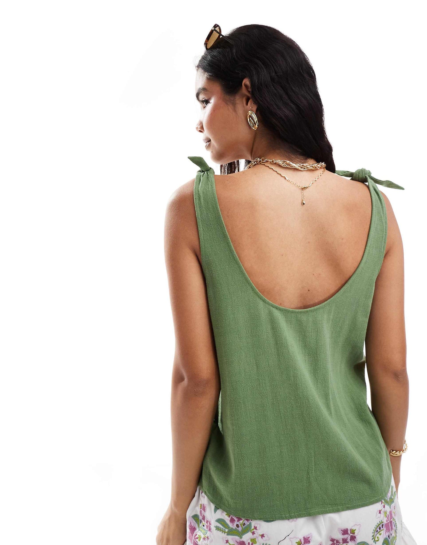 Linen Look Tie Shoulder Cami