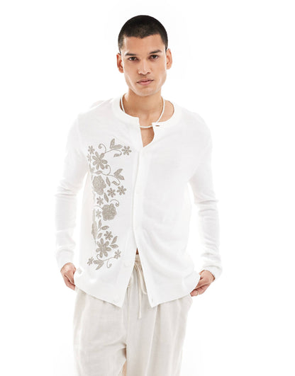 Knitted Crew Neck Cardigan