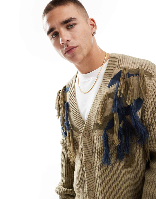 Relaxed Knitted Ribbed Cardigan