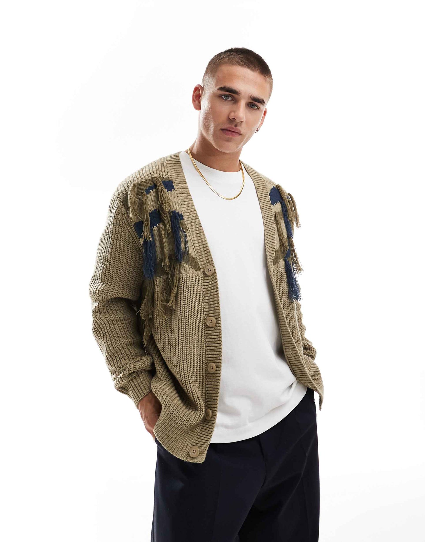 Relaxed Knitted Ribbed Cardigan