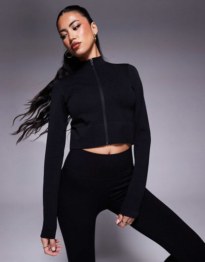 Seamless Fitted Zip Up Track Top