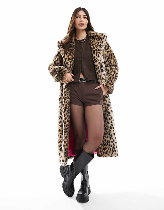 Leopard Faux Fur Maxi Coat