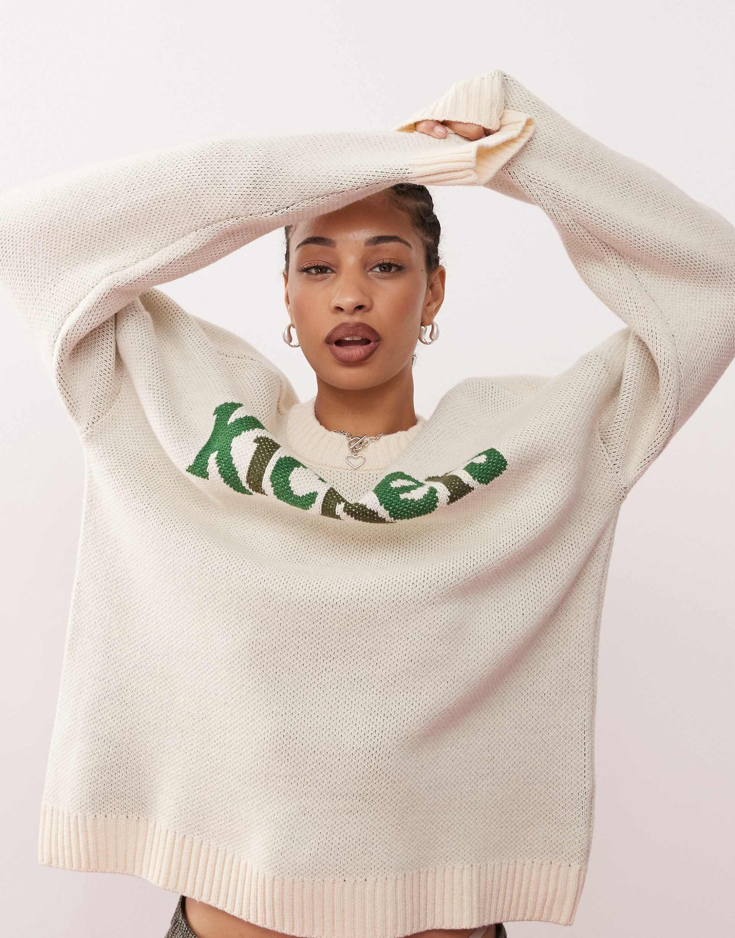 Relaxed Knitted Jumper With Green Black 1970 Logo