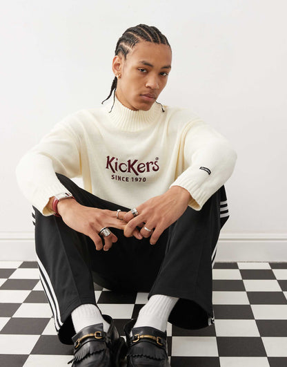 Unisex Knit Mock Neck Jumper With Embroidered Logo