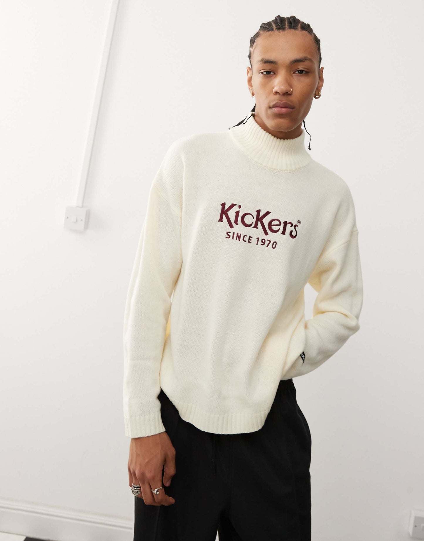 Unisex Knit Mock Neck Jumper With Embroidered Logo