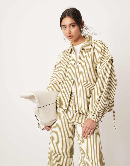 Denim Bomber Jacket With Collar