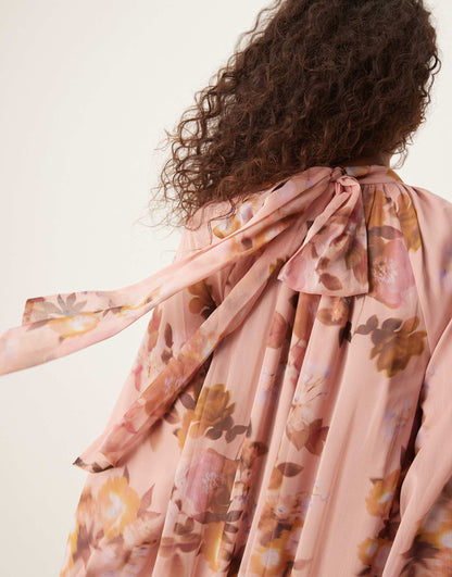 Smock Tie Bow Back Maxi Dress