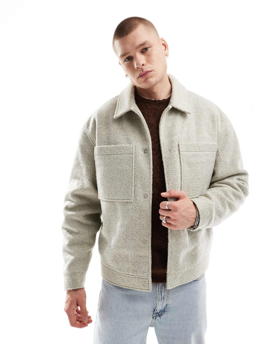 Wool Look Harrington Jacket