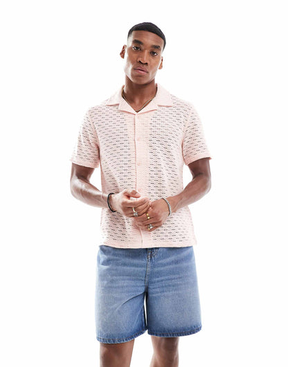 Textured Button Through Shirt