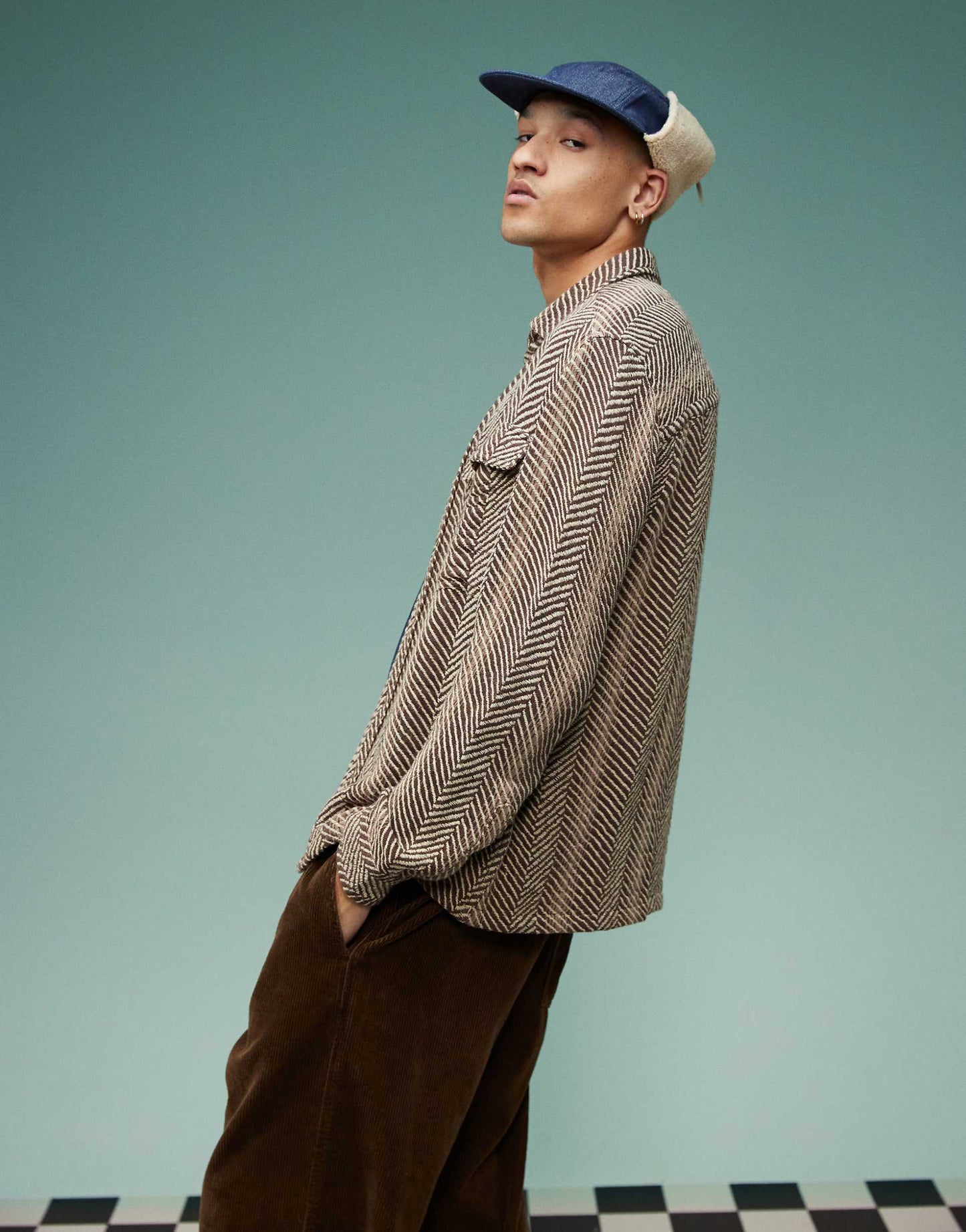 Boxy Herringbone Overshirt