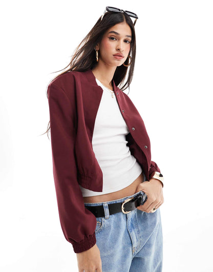 Tailored Bomber Jacket With Strong Shoulder