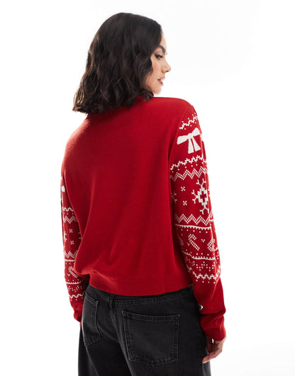 Crew Neck Christmas Jumper With Fairisle Pattern