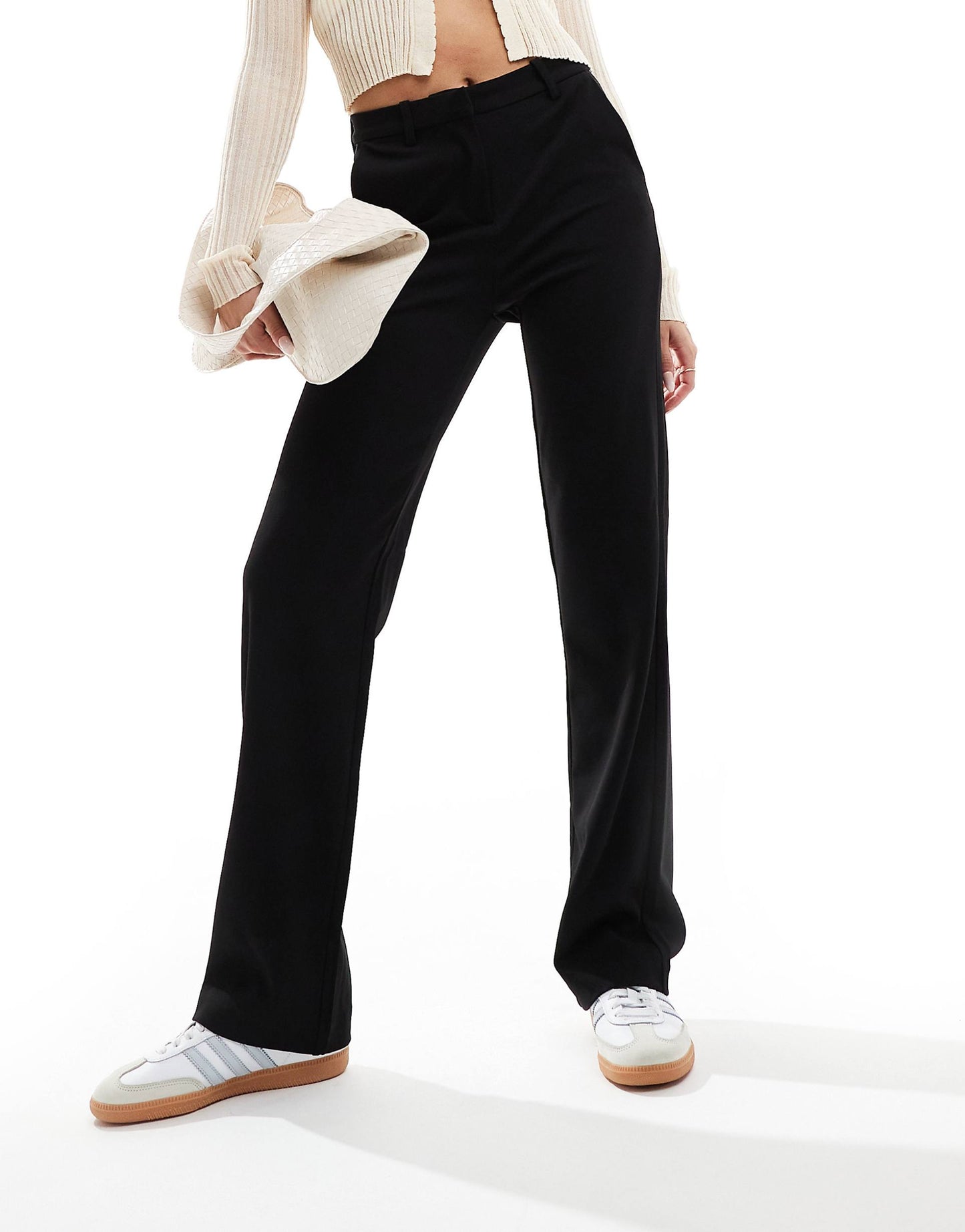 Straight Leg Jersey Trousers With Belt Loops