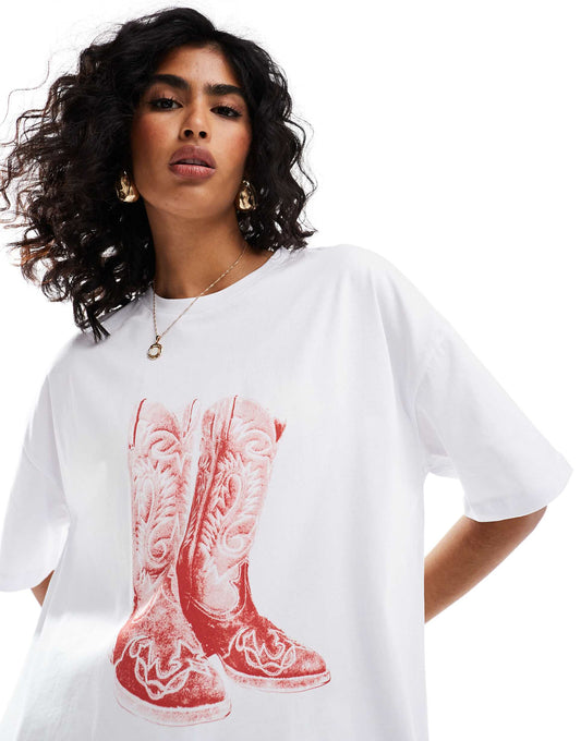 Oversized T-Shirt With Cowboy Graphic