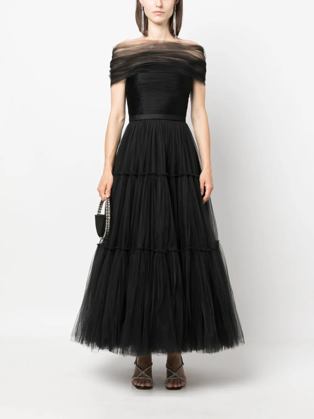 Off-Shoulder Fluted Maxi Dress