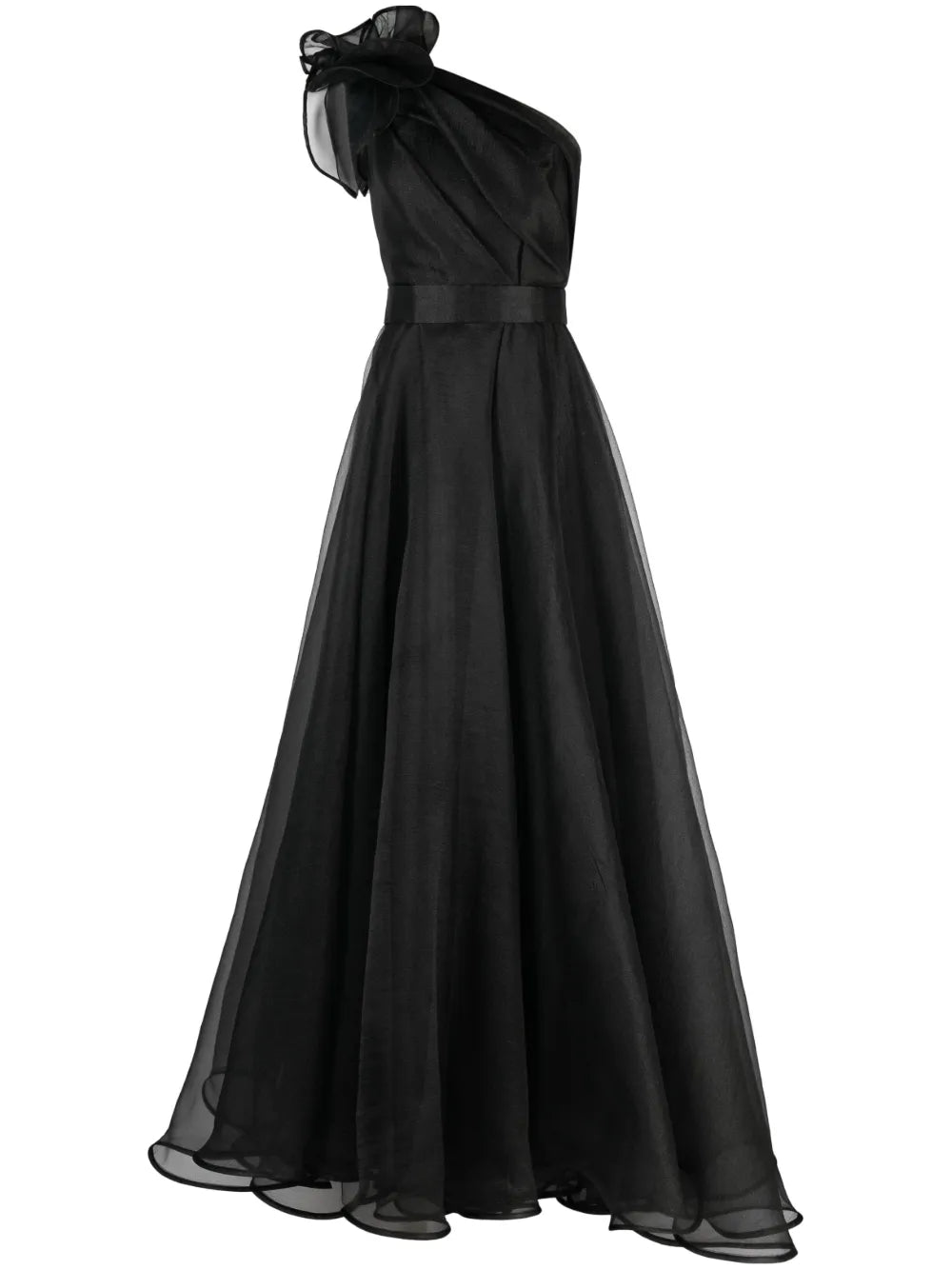 One-Shoulder Organza Maxi Dress