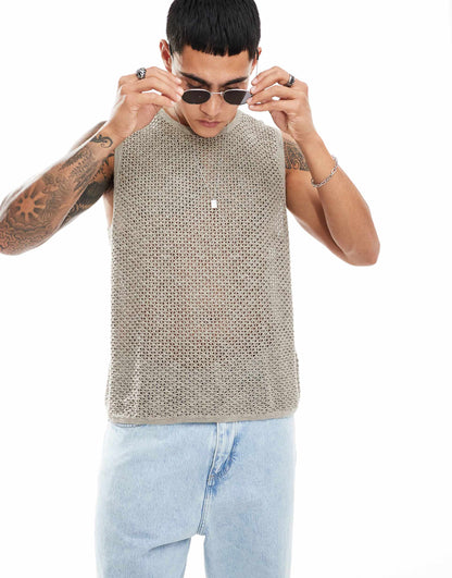 Crochet Knit Muscle Vest