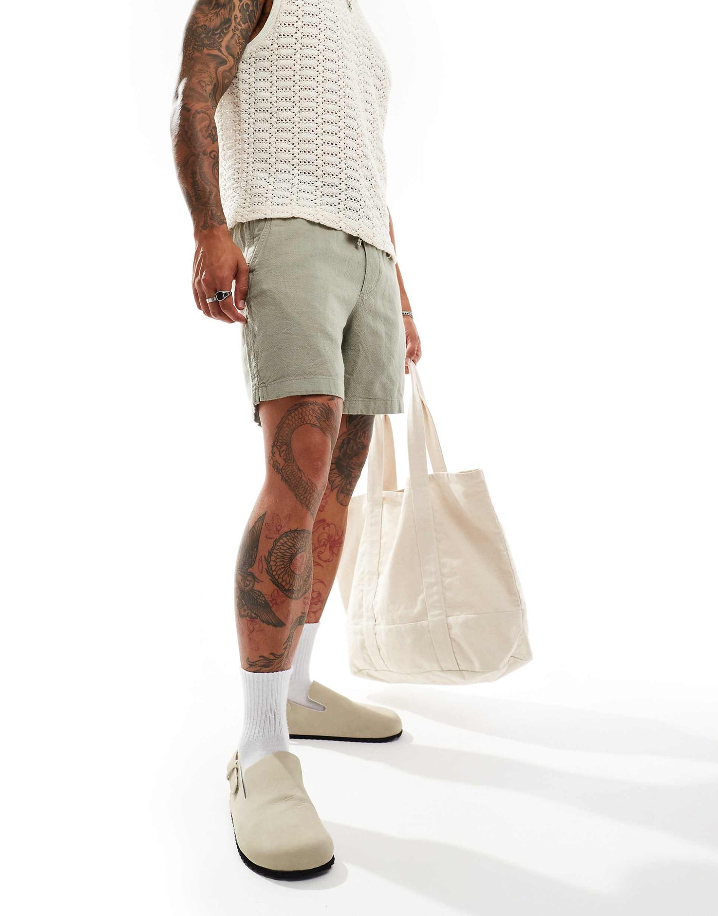 6Inch Pull On Drawstring Linen Garment Dyed Shorts