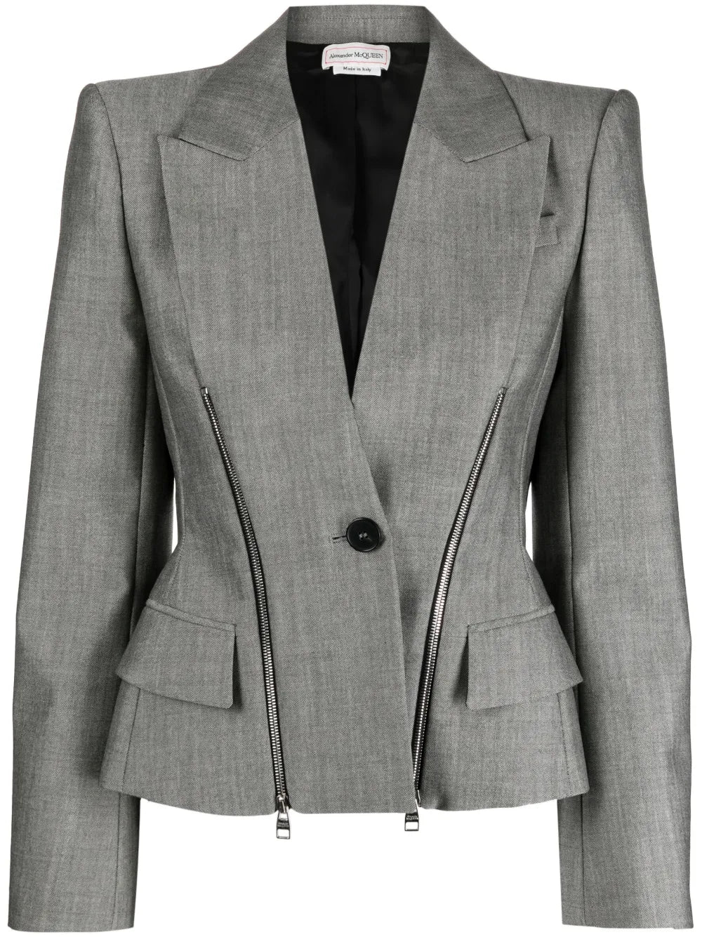Zip-Detailed Wool-Blend Blazer