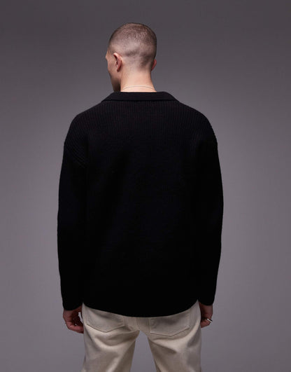 Premium Relaxed Fit Lambswool Open Collar Jumper