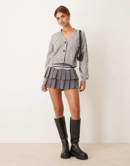 Cropped Cable Knit Cardigan