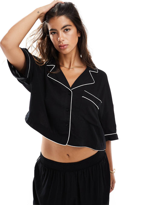 Super Soft Slinky Crop Pyjama Shirt