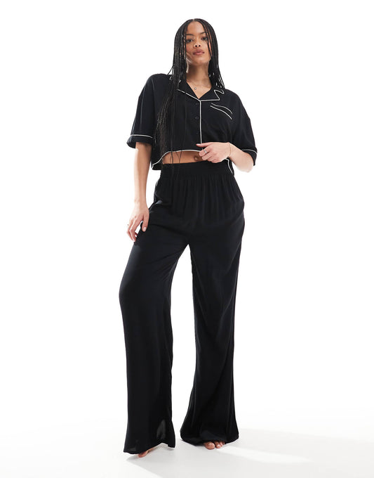 Tall Super Soft Slinky Wide Leg Pyjama Trouser