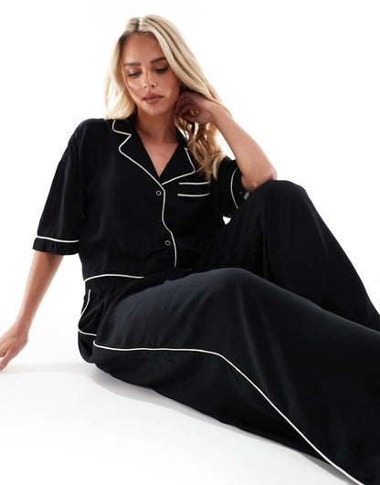 Petite Super Soft Slinky Wide Leg Pyjama Trouser