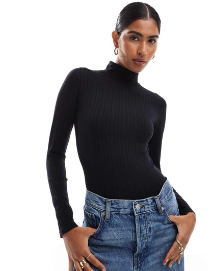 Seamless Sculpting Wide Rib Funnel Neck Bodysuit