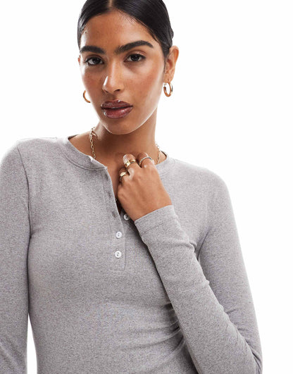 Seamless Sculpting Henley Long Sleeve Top