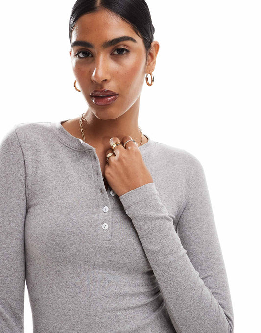 Seamless Sculpting Henley Long Sleeve Top