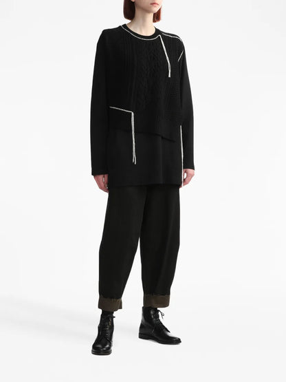Decorative-Stitch Long-Sleeve Jumper