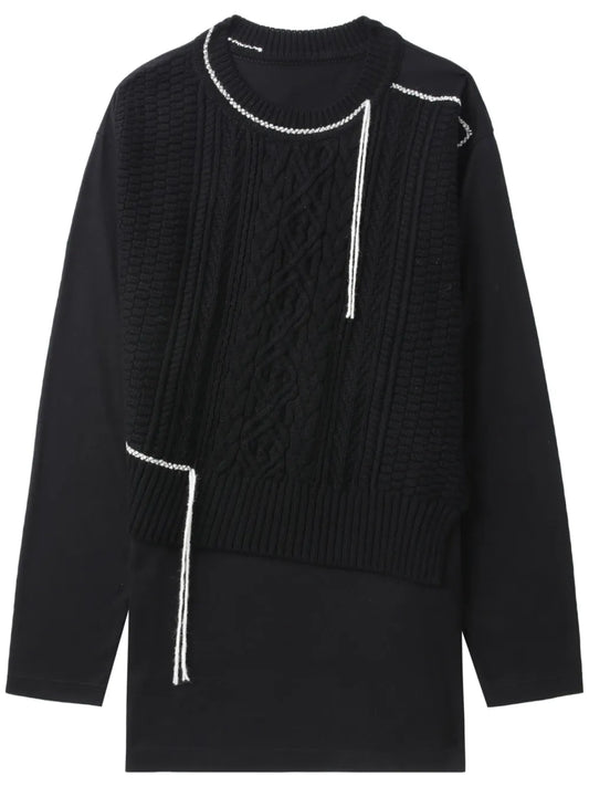 Decorative-Stitch Long-Sleeve Jumper