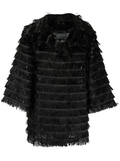 Long-Sleeves Fringed Jacket