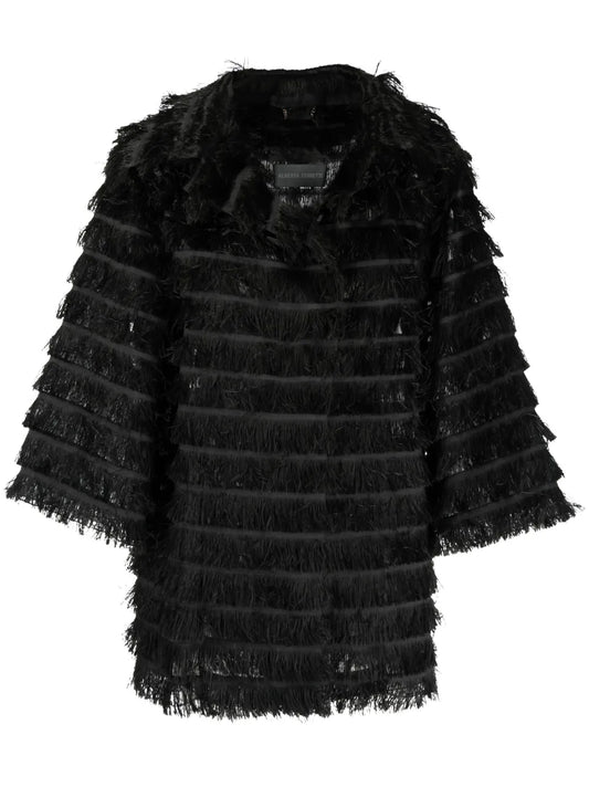 Long-Sleeves Fringed Jacket