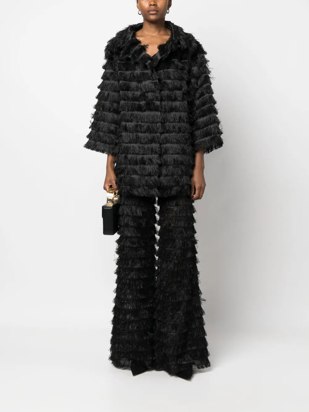Long-Sleeves Fringed Jacket