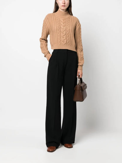 High-Waisted Tailored-Cut Trousers