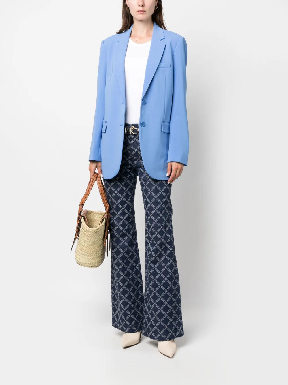 Notched-Lapels Single-Breasted Blazer