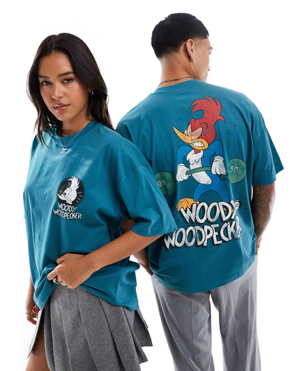 Unisex Oversized T-Shirt With Woody Woodpecker Prints