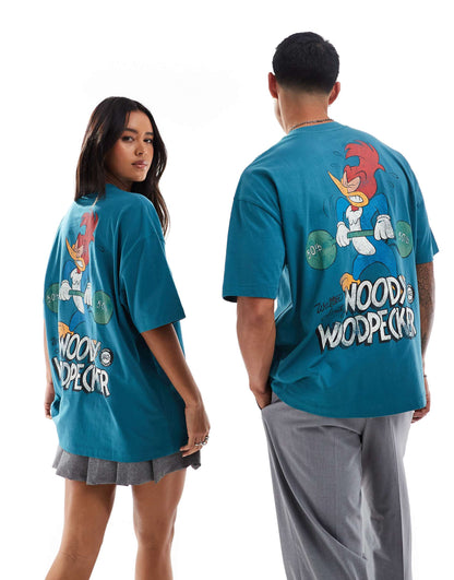 Unisex Oversized T-Shirt With Woody Woodpecker Prints