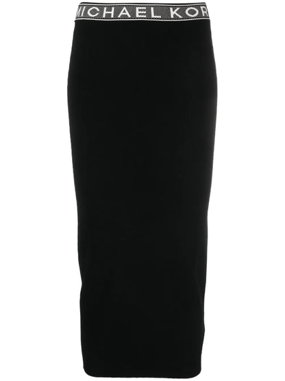 Logo-Waistband Midi Skirt
