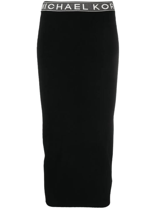 Logo-Waistband Midi Skirt